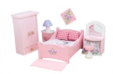 dřevěná ložnice do domečku pro panenky na hraní